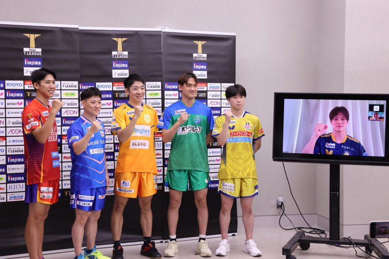 男子選手のコメント, 小野泰和（T.T彩たま）, 吉村真晴（琉球アスティーダ）, 英田理志（岡山リベッツ）, 吉村和弘（木下マイスター東京）, 吉田雅己（金沢ポート）※都合によりオンライン参加, 町飛鳥（静岡ジェード）, 女子選手コメント, 平野美宇（木下アビエル神奈川）※都合によりVTRでのコメント, 篠原夢空（日本生命レッドエルフ）, 芝田沙季（日本ペイントマレッツ）, 南波侑里香（トップおとめピンポンズ名古屋）, 小林りんご（九州カリーナ）, 田村美佳（京都カグヤライズ）※都合によりオンライン参加
