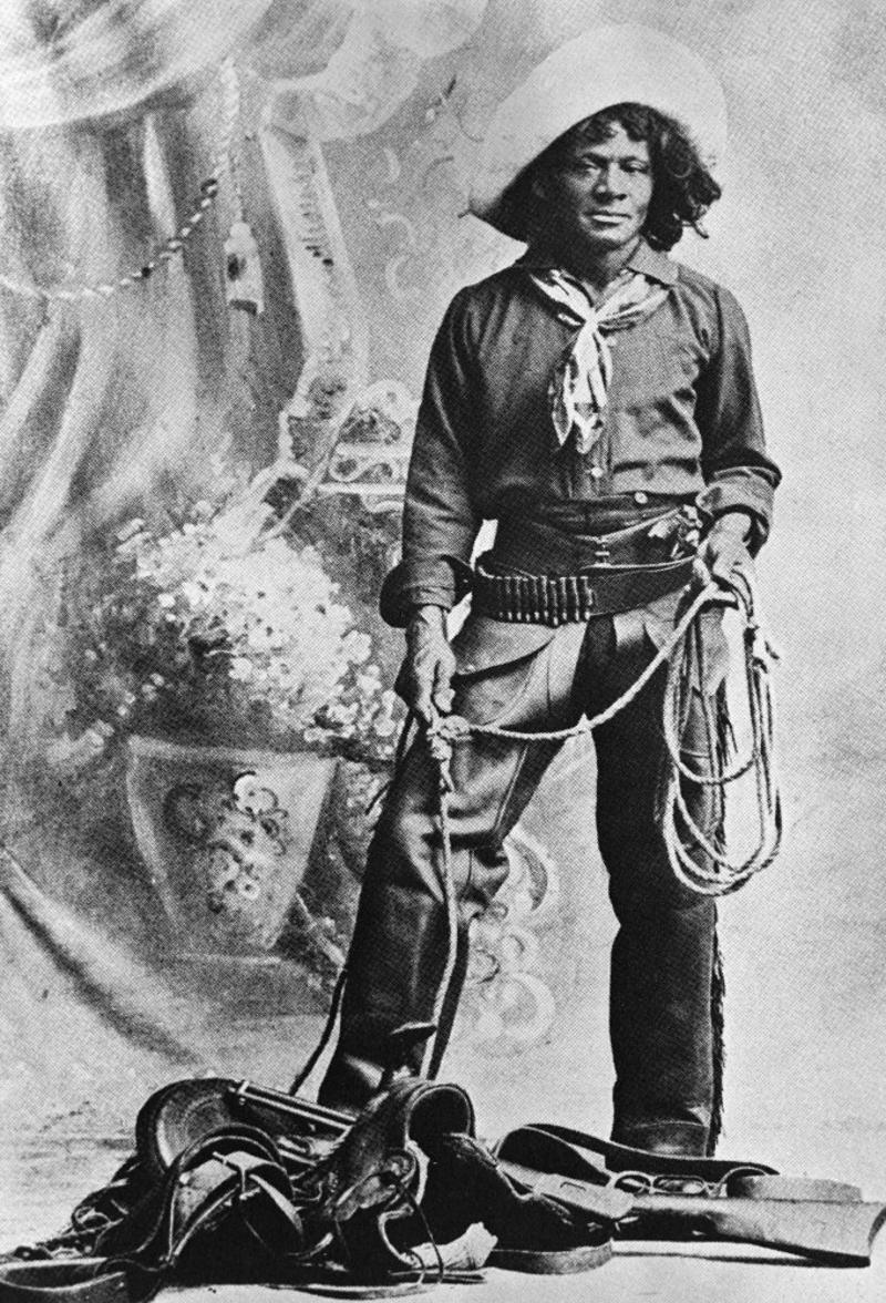 All cowboys wore cowboy hats, All cowboys were white, All cowboys carried guns, Cowboys only carried pistols, Cowboys had rowdy lifestyles, Cowboys always rode horses, They spoke in a distinct drawl, They were mostly young, They were mostly men, They spent a long time in saloons, They wore cool clothes, They always won showdowns, Cowboys were illiterate, They spent most of their time on cattle drives, Cowboys played the guitar or harmonica
