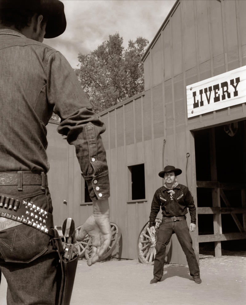 All cowboys wore cowboy hats, All cowboys were white, All cowboys carried guns, Cowboys only carried pistols, Cowboys had rowdy lifestyles, Cowboys always rode horses, They spoke in a distinct drawl, They were mostly young, They were mostly men, They spent a long time in saloons, They wore cool clothes, They always won showdowns, Cowboys were illiterate, They spent most of their time on cattle drives, Cowboys played the guitar or harmonica