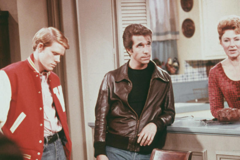 Arthur Fonzarelli Happy Days, Richie Cunningham, Ron Howard, Marion Cunningham, Marion Ross, Howard Cunningham, Tom Bosley, Arthur Fonzarelli, Henry Winkler, Award-winning role in 'Barry', Joanie Cunningham, Erin Moran, Chachi Arcola, Scott Baio, Warren 'Potsie' Weber, Anson Williams, Mitsumo 'Arnold' Takahashi, Noriyuki 'Pat' Morita, Al Delvecchio, Al Molinaro, Ralph Malph, Don Most, Lori Beth Allen-Cunningham, Lynda Goodfriend, Ashley Pfister, Linda Purl, Roger Phillips