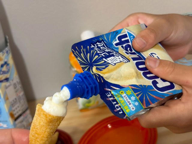 ・自由研究レシピ　今回の準備, ・ヨックモック系はやはり入らない, ・うまい棒はどうだろう, ・本命、とんがりコーン（バニラ味）はどうだ……, ・結論：見た目通りにはいかないけど、楽しいし、美味い
