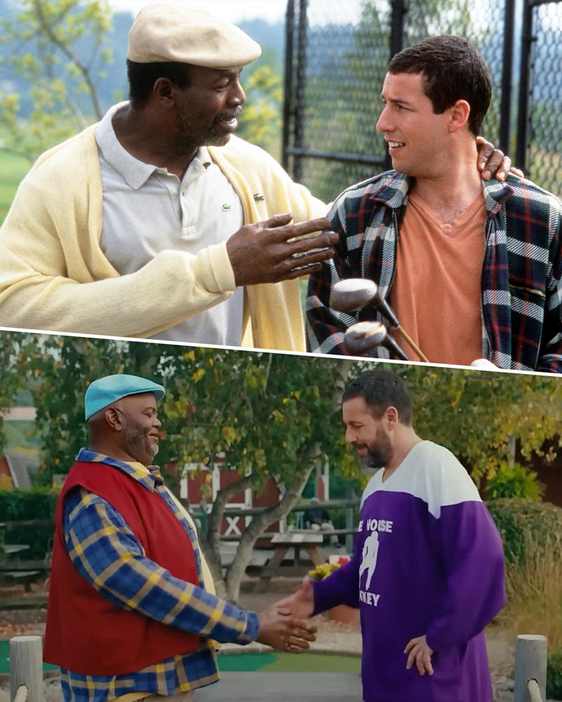 Adam Sandler (Happy Gilmore), Julie Bowen (Virginia Venit), Christopher McDonald (Shooter McGavin), Frances Bay (Grandma Gilmore), Carl Weathers (Derick “Chubbs” Peterson), Allen Covert (Otto), Richard Kiel (Mr. Larson), Bob Barker (himself), Ben Stiller (Hal L.), Kevin Nealon