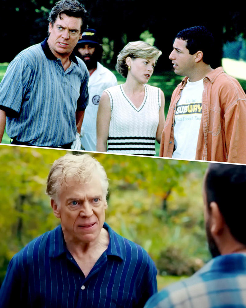 Adam Sandler (Happy Gilmore), Julie Bowen (Virginia Venit), Christopher McDonald (Shooter McGavin), Frances Bay (Grandma Gilmore), Carl Weathers (Derick “Chubbs” Peterson), Allen Covert (Otto), Richard Kiel (Mr. Larson), Bob Barker (himself), Ben Stiller (Hal L.), Kevin Nealon