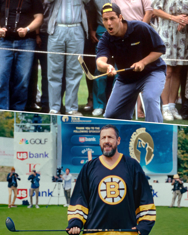 Adam Sandler (Happy Gilmore), Julie Bowen (Virginia Venit), Christopher McDonald (Shooter McGavin), Frances Bay (Grandma Gilmore), Carl Weathers (Derick “Chubbs” Peterson), Allen Covert (Otto), Richard Kiel (Mr. Larson), Bob Barker (himself), Ben Stiller (Hal L.), Kevin Nealon