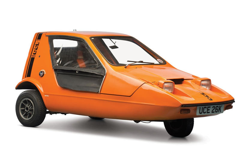 21. Bond Bug (394kg/869lb) 1. Mazda MX-5 (970kg/2138lb), 2. Lancia Fulvia Coupé HF (895kg/1973lb), 3. Peugeot 205 Rallye (790kg/1741lb), 4. Austin A30 (685kg/1510lb), 5. Suzuki Cappuccino (679kg/1496lb), 6. Citroën AX (675kg/1488lb), 7. Austin-Healey Sprite (664kg/1463lb), 8. Rochdale Olympic II (650kg/1433lb), 9. Mini 850 (604kg/1332lb), 10. Porsche 356 (600kg/1322lb), 11. Lotus Elan (585kg/1289lb), 12. Clan Crusader (578kg/1274lb), 13. Honda N360 (508kg/1119lb), 14. Ginetta G15 (501kg/1104lb), 15. Fiat 500 (500kg/1102lb), 16. De Tomaso Vallelunga (500kg/1102lb), 17. Caterham Superlight R500 (460kg/1014lb), 18. Ginetta G4 (445kg/981lb), 19. Austin Seven (432kg/952lb), 20. Morgan Aero Supersports (406kg/895lb), 21. Bond Bug (394kg/869lb), 22. Lotus Seven (387kg/853lb), 23. Light Car Company Rocket (370kg/815lb), 24. Berkeley Sports (318kg/701lb), 25. Messerschmitt KR200 (210kg/463lb)