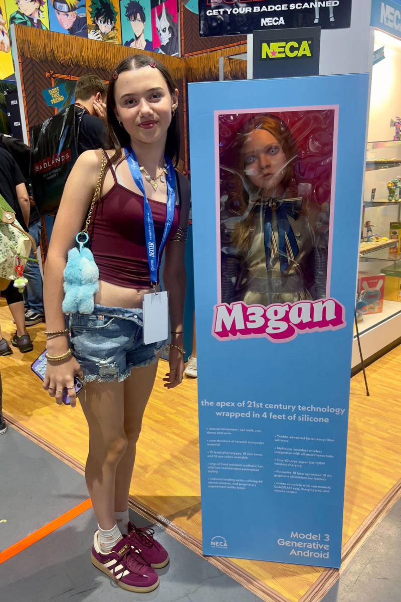 Heading out to be a fan at SDCC, Downtown looks like a comic book, Official, Finally inside, Been seeing some really cool costumes, M3GAN is everywhere, Reunion!, Stopped by Weta Workshop, Coraline is a fan, When you find your people
