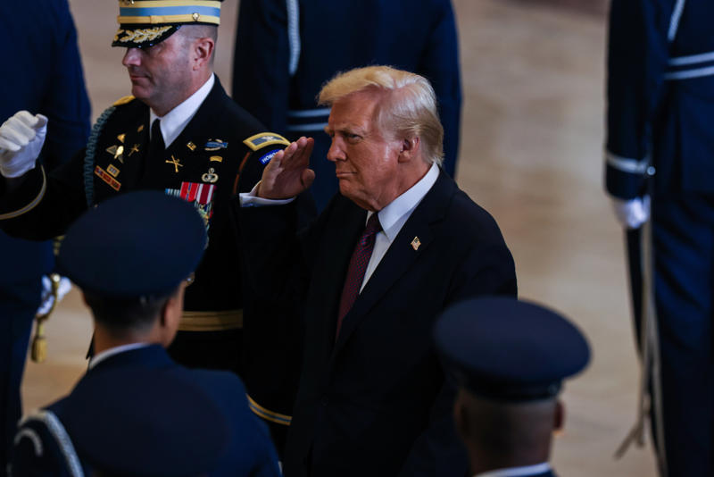 Trump speaks at Macomb Community College, Trump interviewed by Senator Marsha Blackburn, Trump and VP-elect Vance at inauguration, Trump signs documents after inauguration, Trump acceptance speech after election, Trump salutes troops at inauguration, Trump gestures during presidential inauguration