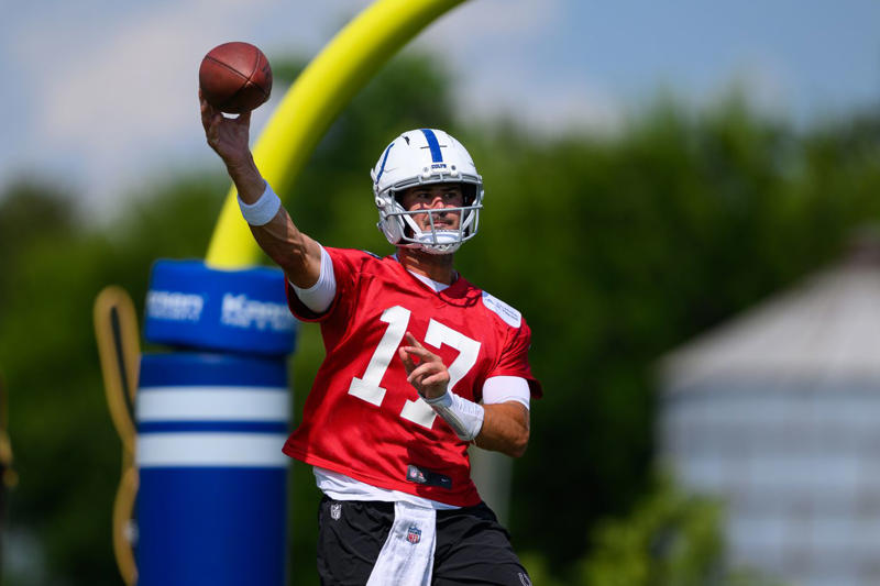 AD Mitchell’s Early Camp Struggles with Drops Only Continues , Former QB Shane Steichen Throws Pick Six to Cam Bynum! , Rookie Tyler Warren Shines Again with Anthony Richardson , Rookie QB Riley Leonard Looks Good in Red Zone , QB Anthony Richardson Rotates to Begin with Starters , Big Cornerback Addition Charvarius Ward Has an Interception! , CB JuJu Brents Making Most of Opportunity Again, Handful of Colts Veterans Continue to Sit Out Early Practices 