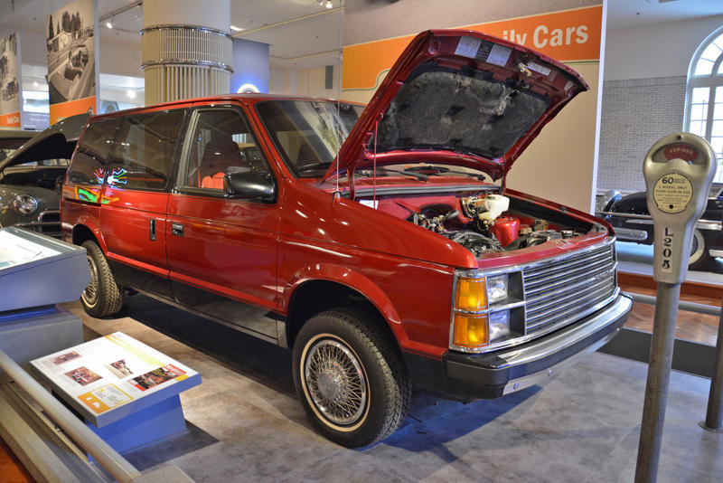 Plymouth Voyager (1984) Roper steam carriage (1865), Ford 999 (1902), Holsman Runabout (1903), Scripps-Booth Rocket (1913), Detroit-Electric Model 47 (1914), Brewster Town Landaulet (1915), Chevrolet Royal Mail (1915), Woods Dual-Power (1916), Chrysler B-70 (1924), Essex Coach (1924), Ford Flivver (1926), Blue Bird school bus (1927), Lincoln Zephyr (1936), Lincoln Bubbletop (1950), Crosley Hotshot (1951), Chrysler 300-B (1956), Cornell-Liberty Safety Car (1957), Ford Mustang I concept (1962), Buick Riviera (1963), Chrysler turbine car (1963), Ford Mustang (1965), Toyota Corona (1966), Ford Mark IV (1967), Mercury Cougar (1968), Lincoln presidential limousine (1972), Chrysler Newport (1973), Dodge Omni (1978), Comuta-Car (1980), Ford Escort (1981), Plymouth Voyager (1984), Ford Taurus (1986), General Motors EV1 (1997), Toyota Prius (1997), Ford Focus Electric (2009)