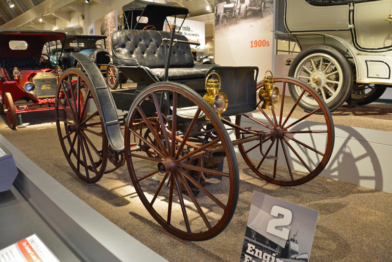 Holsman Runabout (1903) Roper steam carriage (1865), Ford 999 (1902), Holsman Runabout (1903), Scripps-Booth Rocket (1913), Detroit-Electric Model 47 (1914), Brewster Town Landaulet (1915), Chevrolet Royal Mail (1915), Woods Dual-Power (1916), Chrysler B-70 (1924), Essex Coach (1924), Ford Flivver (1926), Blue Bird school bus (1927), Lincoln Zephyr (1936), Lincoln Bubbletop (1950), Crosley Hotshot (1951), Chrysler 300-B (1956), Cornell-Liberty Safety Car (1957), Ford Mustang I concept (1962), Buick Riviera (1963), Chrysler turbine car (1963), Ford Mustang (1965), Toyota Corona (1966), Ford Mark IV (1967), Mercury Cougar (1968), Lincoln presidential limousine (1972), Chrysler Newport (1973), Dodge Omni (1978), Comuta-Car (1980), Ford Escort (1981), Plymouth Voyager (1984), Ford Taurus (1986), General Motors EV1 (1997), Toyota Prius (1997), Ford Focus Electric (2009)