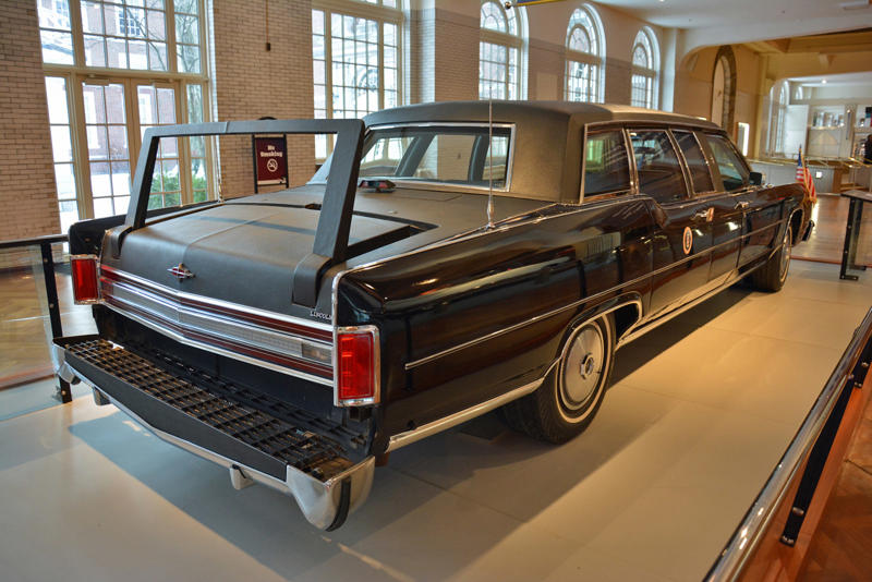 Lincoln presidential limousine (1972) Roper steam carriage (1865), Ford 999 (1902), Holsman Runabout (1903), Scripps-Booth Rocket (1913), Detroit-Electric Model 47 (1914), Brewster Town Landaulet (1915), Chevrolet Royal Mail (1915), Woods Dual-Power (1916), Chrysler B-70 (1924), Essex Coach (1924), Ford Flivver (1926), Blue Bird school bus (1927), Lincoln Zephyr (1936), Lincoln Bubbletop (1950), Crosley Hotshot (1951), Chrysler 300-B (1956), Cornell-Liberty Safety Car (1957), Ford Mustang I concept (1962), Buick Riviera (1963), Chrysler turbine car (1963), Ford Mustang (1965), Toyota Corona (1966), Ford Mark IV (1967), Mercury Cougar (1968), Lincoln presidential limousine (1972), Chrysler Newport (1973), Dodge Omni (1978), Comuta-Car (1980), Ford Escort (1981), Plymouth Voyager (1984), Ford Taurus (1986), General Motors EV1 (1997), Toyota Prius (1997), Ford Focus Electric (2009)