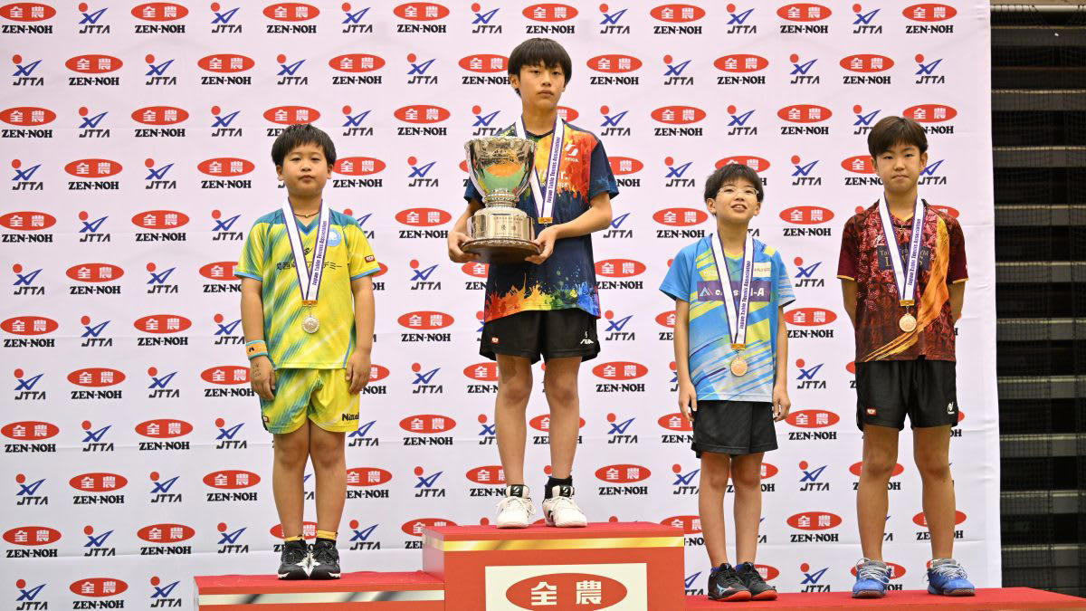重田柊介 インタビュー, 今日の試合で辛かったところは, 決勝は相当疲れてるような感じに見えたが, 自分のプレーとしては今日良かったところは, 大会前は優勝を目標にしていたのか, 将来的に何か大きい夢みたいなのはありますか？, 試合が終わってお父さんが泣いていたが, 目標としている選手は, 優勝：重田柊介（岡谷ジュニア/長野）, 準優勝：仲本楓翔（関西卓球アカデミー/大阪）, 3位：芝原圭吾（crossA-A/福岡）, 3位：野々山瑛二郎（La.VIES/千葉）, ベスト8：小林俊晴（21クラブ/三重）, ベスト8：三宅直斗（ばらの町卓球場/広島）, ベスト8：柴田優星（STライトニング/富山）, ベスト8：鬼頭勇希（卓伸クラブ/愛知）