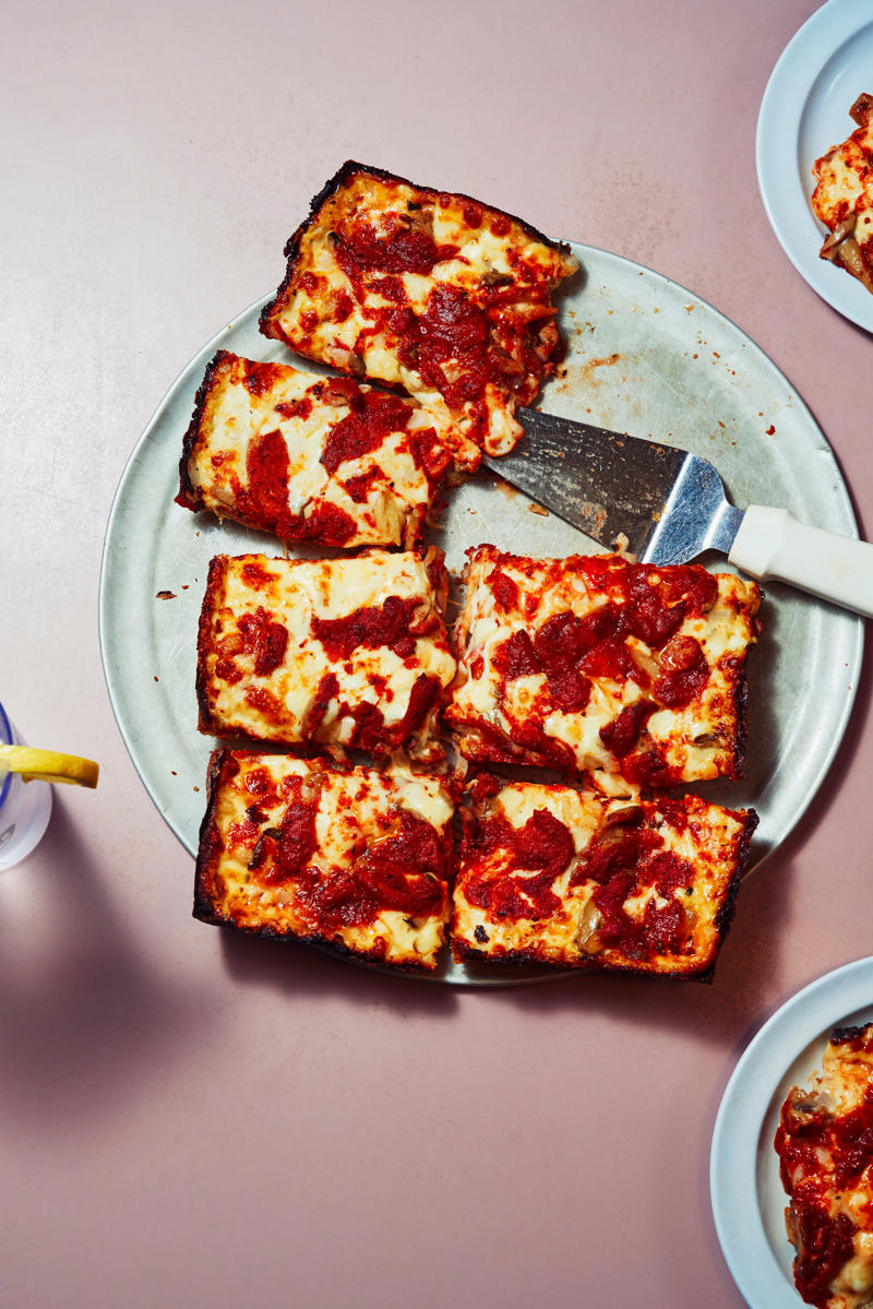 The Anatomy of a Detroit-Style Pizza, Cloverleaf Bar & Restaurant, Grandma Bob’s, Loui’s Pizza, Niki’s Pizza, Michigan & Trumbull Pizza, Sicily’s Pizzeria & Subs, Village Pizza