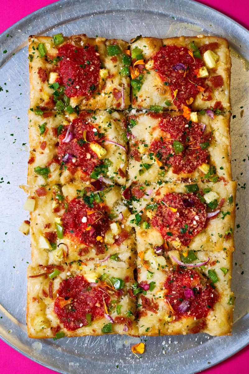 The Anatomy of a Detroit-Style Pizza, Cloverleaf Bar & Restaurant, Grandma Bob’s, Loui’s Pizza, Niki’s Pizza, Michigan & Trumbull Pizza, Sicily’s Pizzeria & Subs, Village Pizza