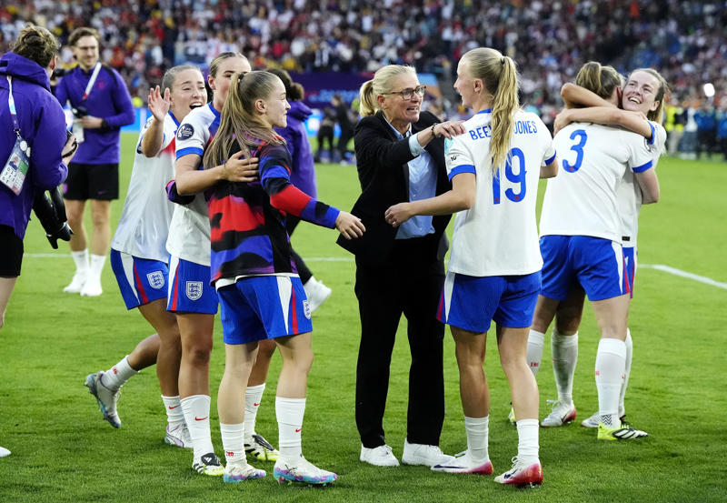 England win the Euros: Latest news and reaction , One final cheer at Downing Street, The Lionesses re-emerge from Number 10, Angela Rayner meets to Lionesses, Downing Street welcomes the Euro 2025 champions, Lionesses' Downing Street delay explained, The Lionesses arrive at Downing Street, Michelle Agyemang named Young Player of the Tournament, Attending the homecoming parade, England trophy parade: Route, map and schedule for Euro 2025 victory celebrations, England trophy parade: Route, map and schedule for Euro 2025 victory celebrations, Inside England’s Euro 2025 party - including celebrations with ‘coffee dog’ Reggie, Aitana Bonmati rues missed penalty, The truth behind Chloe Kelly’s unwavering confidence, England return to heroes' welcome, Four Lionesses named in Team of the Tournament, Lionesses late for Downing Street, The numbers behind Lionesses Euro 2025 success, 11 , 4 , 4 , 110km/h, The numbers behind Lionesses Euro 2025 success, 3 , 665 , 10, Lionesses arrive at Southend Airport!, Lionesses arrive at Southend Airport!, Lionesses arrive at Southend Airport!, The numbers behind Lionesses Euro 2025 success, Lionesses set to arrive at Southend Airport, Lionesses set to arrive at Southend Airport, Lionesses set to arrive at Southend Airport, Are England’s players paid per match?, Player bonuses, Lionesses set to arrive at Southend Airport, Wiegman hopes win will 'push women's game even more', Lionesses set to arrive at Southend Airport, No thoughts of revenge from England, Lionesses set to arrive at Southend Airport, Lucy Bronze reveals she played entire Euro 2025 with fractured tibia, Two shootout victories, Spot kick heroines, Lionesses led for just five minutes in knockout rounds, England fans erupt as Lionesses secure Euro 2025 win, Comeback Queens, Goalscoring records, 'We worked so hard, there's no better feeling', More Lionesses records, England fans wait outside Southend Airport as Lionesses return, Hampton's heroics, Lionesses use 'their voice for change', Euro-winning head coaches:, Sarina Wiegman's records, Lionesses heading home, Are England’s players paid per match?, How much do England women’s players get paid?, Euro 2025 prize money, 'Representing England is never a given', Aitana Bonmati rues missed penalty, The sweary gift Sarina Wiegman used to inspire Lionesses before Euro 2025 final, Chamberlain on Hampton, FA ready to grow women's football, Bullingham on extending Wiegman's contract, Carter praises fans for support, Jubilant Princess Charlotte celebrates Lionesses Euro 2025 win with her father Prince William, What has the goverment said about the parade?, What has the FA said about the trophy parade?, How can I watch the Lionesses victory parade?, When is the Lionesses trophy parade?, Behind the scenes with the Royals, Toone pays tribute to late father after Euros win, What's next?, 'We didn't do it the easy way', Kelly on her penalty routine, Carney praises Hampton, Michelle Agyemang named Young Player of the Tournament, England celebrate Euro 2025 victory, Inside England’s Euro 2025 party - including celebrations with ‘coffee dog’ Reggie, Chloe Kelly on difficult year before Euro 2025 heroics, 'We're the team that never gives up in this tournament', No extra bank holiday planned to mark Lionesses’ historic Euro 2025 win, Why Sarina Wiegman is the best manager in the world, White 'so proud' of England team, King Charles congratulates England, 'It's staying home' says Williamson, Agyemang 'can't complain' after exceptional Euros, Sarina Wiegman's initial reaction, 'Another bit of legacy for the Lionesses', More from Steph Houghton