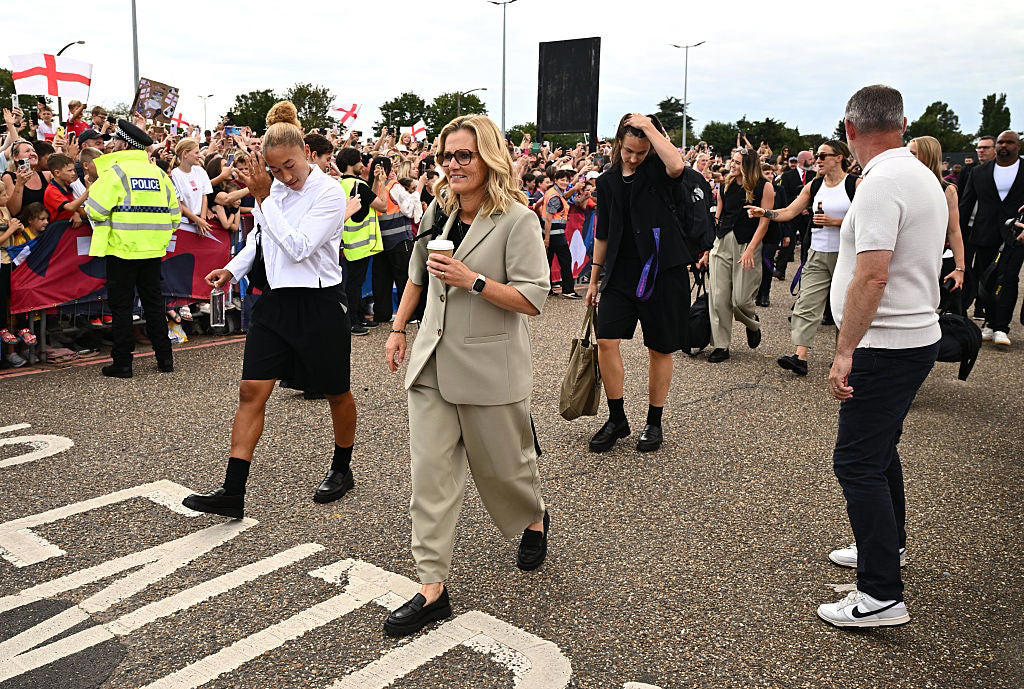 England win the Euros: Latest news and reaction , One final cheer at Downing Street, The Lionesses re-emerge from Number 10, Angela Rayner meets to Lionesses, Downing Street welcomes the Euro 2025 champions, Lionesses' Downing Street delay explained, The Lionesses arrive at Downing Street, Michelle Agyemang named Young Player of the Tournament, Attending the homecoming parade, England trophy parade: Route, map and schedule for Euro 2025 victory celebrations, England trophy parade: Route, map and schedule for Euro 2025 victory celebrations, Inside England’s Euro 2025 party - including celebrations with ‘coffee dog’ Reggie, Aitana Bonmati rues missed penalty, The truth behind Chloe Kelly’s unwavering confidence, England return to heroes' welcome, Four Lionesses named in Team of the Tournament, Lionesses late for Downing Street, The numbers behind Lionesses Euro 2025 success, 11 , 4 , 4 , 110km/h, The numbers behind Lionesses Euro 2025 success, 3 , 665 , 10, Lionesses arrive at Southend Airport!, Lionesses arrive at Southend Airport!, Lionesses arrive at Southend Airport!, The numbers behind Lionesses Euro 2025 success, Lionesses set to arrive at Southend Airport, Lionesses set to arrive at Southend Airport, Lionesses set to arrive at Southend Airport, Are England’s players paid per match?, Player bonuses, Lionesses set to arrive at Southend Airport, Wiegman hopes win will 'push women's game even more', Lionesses set to arrive at Southend Airport, No thoughts of revenge from England, Lionesses set to arrive at Southend Airport, Lucy Bronze reveals she played entire Euro 2025 with fractured tibia, Two shootout victories, Spot kick heroines, Lionesses led for just five minutes in knockout rounds, England fans erupt as Lionesses secure Euro 2025 win, Comeback Queens, Goalscoring records, 'We worked so hard, there's no better feeling', More Lionesses records, England fans wait outside Southend Airport as Lionesses return, Hampton's heroics, Lionesses use 'their voice for change', Euro-winning head coaches:, Sarina Wiegman's records, Lionesses heading home, Are England’s players paid per match?, How much do England women’s players get paid?, Euro 2025 prize money, 'Representing England is never a given', Aitana Bonmati rues missed penalty, The sweary gift Sarina Wiegman used to inspire Lionesses before Euro 2025 final, Chamberlain on Hampton, FA ready to grow women's football, Bullingham on extending Wiegman's contract, Carter praises fans for support, Jubilant Princess Charlotte celebrates Lionesses Euro 2025 win with her father Prince William, What has the goverment said about the parade?, What has the FA said about the trophy parade?, How can I watch the Lionesses victory parade?, When is the Lionesses trophy parade?, Behind the scenes with the Royals, Toone pays tribute to late father after Euros win, What's next?, 'We didn't do it the easy way', Kelly on her penalty routine, Carney praises Hampton, Michelle Agyemang named Young Player of the Tournament, England celebrate Euro 2025 victory, Inside England’s Euro 2025 party - including celebrations with ‘coffee dog’ Reggie, Chloe Kelly on difficult year before Euro 2025 heroics, 'We're the team that never gives up in this tournament', No extra bank holiday planned to mark Lionesses’ historic Euro 2025 win, Why Sarina Wiegman is the best manager in the world, White 'so proud' of England team, King Charles congratulates England, 'It's staying home' says Williamson, Agyemang 'can't complain' after exceptional Euros, Sarina Wiegman's initial reaction, 'Another bit of legacy for the Lionesses', More from Steph Houghton