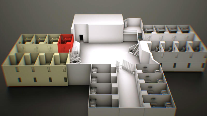 The Epstein jail video, Experts question investigators' interpretation of orange shape moving up the stairs., The "missing minute." , At 12:05:48 a.m., an unidentified individual passes through the SHU., Were there other cameras recording?