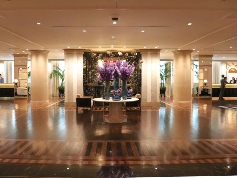 The check-in and reception area was opened up as part of the renovations.