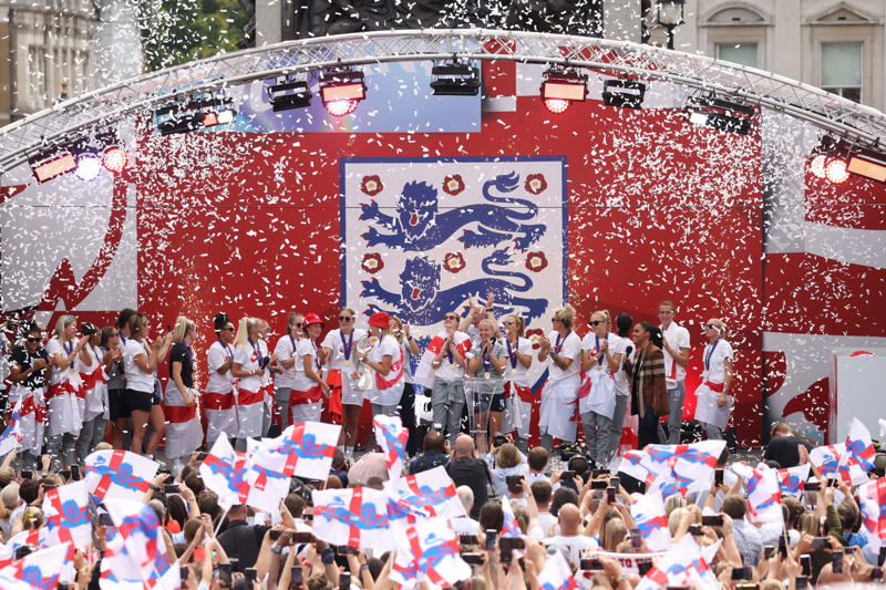 England trophy parade live, Lionesses say 65,000 people attend victory parade celebrations, Princess Beatrice and children join crowds for Lionesses’ football victory parade, England's celebrations go bigger and better, How did the Lionesses celebrate on Monday?, In pictures: Tens of thousands line The Mall, Lionesses leave the stage, In pictures: Lionesses celebrate historic win, Princess Beatrice and family pictured in the crowds, Sweet Caroline blasts along The Mall, England lifts Euros trophy, Chloe Kelly jokes 'What pressure?' as she thanks the crowds, Pictured: Lionesses reach Buckingham Palace, Sarina Wiegman surprised onstage by Burna Boy, Emotional Leah Williamson 'holding back tears' as she thanks crowds, In pictures: Lionesses greet jubilant crowds in victory parade, 'Sweet Caroline' blasts to the crowds, Victory parade reaches Buckingham Palace, 'I've never seen anything like it'; Alessia Russo celebrates along The Mall, In pictures: Fans cheer for the Lionesses, Captain Leah Williamson seen lifting trophy to cheers of the crowd, First pics of the Lionesses celebrating alongside thousands of England fans, The Lionesses arrive to kick off procession, Live: Watch Lionesses victory parade in central London, Supporters travel from across the UK to cheer on Lionesses, Minutes to go, Thousands of fans make their way to The Mall, Fans out in force, Live: Lionesses victory parade aerial footage as thousands celebrate England Euro 2025 victory, 'The standard of football is second to none', Fans 'very proud' of Lionesses, The truth behind Chloe Kelly’s unwavering confidence, 'Hopefully this will encourage more people to support women's football', England flags flying, One hour to go, The Mall is filling up, A look back at 2022, 'I was jumping in the air on Sunday', 'This team shows what it's like to be English', 'Amazing to see the progress from the last Euros', How can I watch the Lionesses victory parade?, A look back at 2022, Today's parade route, Weather no match for England fans, Preparations underway, Excitement building in London, Lionesses use 'their voice for change', London ready for England parade after Euro 2025 glory, Why Sarina Wiegman is the best manager in the world, The sweary gift Sarina Wiegman used to inspire Lionesses before Euro 2025 final, Keir Starmer calls to congratulate Lionesses, Wiegman hopes win will 'push women's game even more', Lionesses attend Downing Street reception to celebrate success, What has the goverment said about the parade?, What has the FA said about the trophy parade?, How to watch the ceremony on TV or online, Attending the homecoming parade, England trophy parade: Route, map and schedule for Euro 2025 victory celebrations, England trophy parade: Route, map and schedule for Euro 2025 victory celebrations