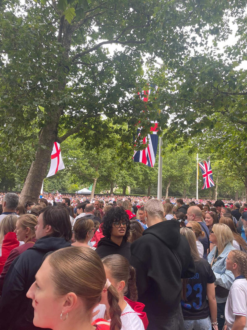 England trophy parade live, Lionesses say 65,000 people attend victory parade celebrations, Princess Beatrice and children join crowds for Lionesses’ football victory parade, England's celebrations go bigger and better, How did the Lionesses celebrate on Monday?, In pictures: Tens of thousands line The Mall, Lionesses leave the stage, In pictures: Lionesses celebrate historic win, Princess Beatrice and family pictured in the crowds, Sweet Caroline blasts along The Mall, England lifts Euros trophy, Chloe Kelly jokes 'What pressure?' as she thanks the crowds, Pictured: Lionesses reach Buckingham Palace, Sarina Wiegman surprised onstage by Burna Boy, Emotional Leah Williamson 'holding back tears' as she thanks crowds, In pictures: Lionesses greet jubilant crowds in victory parade, 'Sweet Caroline' blasts to the crowds, Victory parade reaches Buckingham Palace, 'I've never seen anything like it'; Alessia Russo celebrates along The Mall, In pictures: Fans cheer for the Lionesses, Captain Leah Williamson seen lifting trophy to cheers of the crowd, First pics of the Lionesses celebrating alongside thousands of England fans, The Lionesses arrive to kick off procession, Live: Watch Lionesses victory parade in central London, Supporters travel from across the UK to cheer on Lionesses, Minutes to go, Thousands of fans make their way to The Mall, Fans out in force, Live: Lionesses victory parade aerial footage as thousands celebrate England Euro 2025 victory, 'The standard of football is second to none', Fans 'very proud' of Lionesses, The truth behind Chloe Kelly’s unwavering confidence, 'Hopefully this will encourage more people to support women's football', England flags flying, One hour to go, The Mall is filling up, A look back at 2022, 'I was jumping in the air on Sunday', 'This team shows what it's like to be English', 'Amazing to see the progress from the last Euros', How can I watch the Lionesses victory parade?, A look back at 2022, Today's parade route, Weather no match for England fans, Preparations underway, Excitement building in London, Lionesses use 'their voice for change', London ready for England parade after Euro 2025 glory, Why Sarina Wiegman is the best manager in the world, The sweary gift Sarina Wiegman used to inspire Lionesses before Euro 2025 final, Keir Starmer calls to congratulate Lionesses, Wiegman hopes win will 'push women's game even more', Lionesses attend Downing Street reception to celebrate success, What has the goverment said about the parade?, What has the FA said about the trophy parade?, How to watch the ceremony on TV or online, Attending the homecoming parade, England trophy parade: Route, map and schedule for Euro 2025 victory celebrations, England trophy parade: Route, map and schedule for Euro 2025 victory celebrations