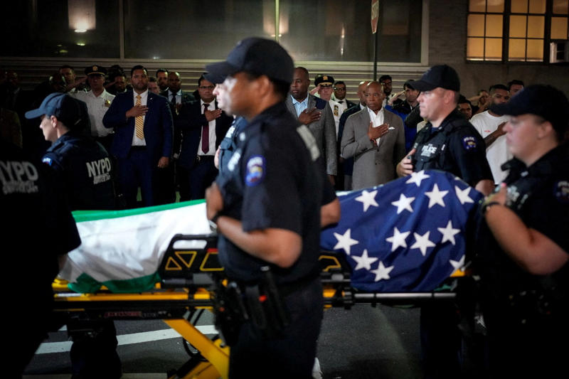 Key points , Shooting was New York's deadliest in 25 years, NFL community begins reacting to shooting at the league’s office, What weapon did the shooter use?, Security guard 'assassinated' before he could disable elevators, Manhattan DA pays tribute to slain officer, Gunman worked at Las Vegas casino, New York sending two teams to Las Vegas as part of investigation, Fourth victim named, Law firm confirms all employees safe, Third victim identified, report says, Shooting occurred in heart of Manhattan's financial sector, Security arrangements under scrutiny following shooting at high-rise office tower, Photos show desperate attempt to barricade offices in midst of shooting, Democrat calls for 'end to the easy access to weapons of war', New York governor calls for national assault weapon ban, New York Gov. Kathy Hochul orders flags be lowered to half-staff, JD Vance shares President Trump's post about shooting, Married mom who worked at Blackstone confirmed as victim, Blackstone shutters Manhattan offices, Accounting firm KPMG tells staff to work from home following shooting, Adams confirms six people shot, including gunman, Blackstone identifies employee killed in Monday's massacre, Mamdani en route to Manhattan from Uganda: report, Gunman’s high school football teammate says he was the ‘biggest goofball’, Eric Adams orders flags on city buildings to be lowered to half-staff, Shane Tamura drove 2,500 miles across country before the attack, police say, In pictures: Police identify Shane Tamura as Manhattan mass shooter, FBI pledges ‘full force’ response in Manhattan shooting investigation, NFL says employee injured in attack, Hochul and Adams among New York officials remembering slain NYPD officer, Tamura had 'documented mental health history', Shane Tamura was 'elusive' on high school football field, Blackstone executive among four dead: report, Who is Didarul Islam? The NYPD officer killed in Midtown Manhattan shooting, Shane Tamura: Who is the New York shooting suspect?, Watch: Police descend on Midtown Manhattan skyscraper after gunshots ring out, Here's what to know about the shooting
