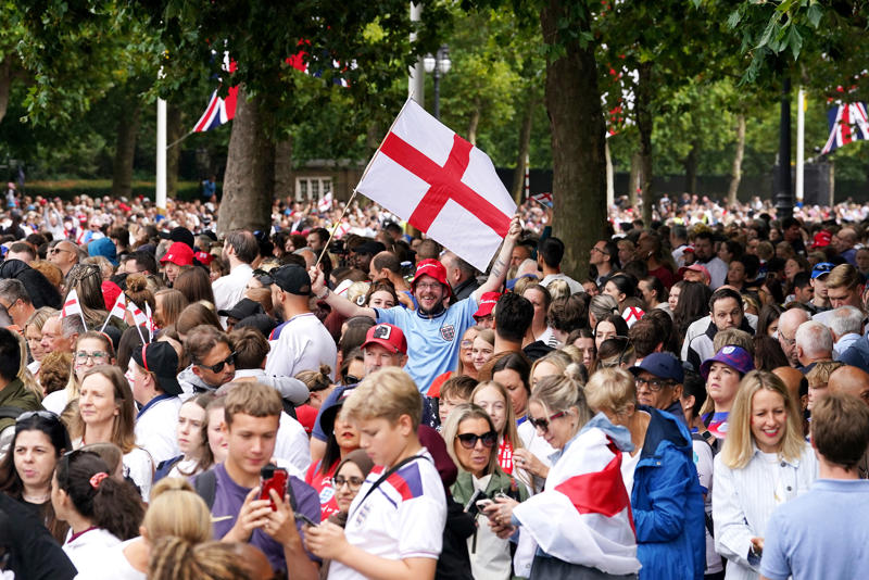 England trophy parade live, Lionesses say 65,000 people attend victory parade celebrations, Princess Beatrice and children join crowds for Lionesses’ football victory parade, England's celebrations go bigger and better, How did the Lionesses celebrate on Monday?, In pictures: Tens of thousands line The Mall, Lionesses leave the stage, In pictures: Lionesses celebrate historic win, Princess Beatrice and family pictured in the crowds, Sweet Caroline blasts along The Mall, England lifts Euros trophy, Chloe Kelly jokes 'What pressure?' as she thanks the crowds, Pictured: Lionesses reach Buckingham Palace, Sarina Wiegman surprised onstage by Burna Boy, Emotional Leah Williamson 'holding back tears' as she thanks crowds, In pictures: Lionesses greet jubilant crowds in victory parade, 'Sweet Caroline' blasts to the crowds, Victory parade reaches Buckingham Palace, 'I've never seen anything like it'; Alessia Russo celebrates along The Mall, In pictures: Fans cheer for the Lionesses, Captain Leah Williamson seen lifting trophy to cheers of the crowd, First pics of the Lionesses celebrating alongside thousands of England fans, The Lionesses arrive to kick off procession, Live: Watch Lionesses victory parade in central London, Supporters travel from across the UK to cheer on Lionesses, Minutes to go, Thousands of fans make their way to The Mall, Fans out in force, Live: Lionesses victory parade aerial footage as thousands celebrate England Euro 2025 victory, 'The standard of football is second to none', Fans 'very proud' of Lionesses, The truth behind Chloe Kelly’s unwavering confidence, 'Hopefully this will encourage more people to support women's football', England flags flying, One hour to go, The Mall is filling up, A look back at 2022, 'I was jumping in the air on Sunday', 'This team shows what it's like to be English', 'Amazing to see the progress from the last Euros', How can I watch the Lionesses victory parade?, A look back at 2022, Today's parade route, Weather no match for England fans, Preparations underway, Excitement building in London, Lionesses use 'their voice for change', London ready for England parade after Euro 2025 glory, Why Sarina Wiegman is the best manager in the world, The sweary gift Sarina Wiegman used to inspire Lionesses before Euro 2025 final, Keir Starmer calls to congratulate Lionesses, Wiegman hopes win will 'push women's game even more', Lionesses attend Downing Street reception to celebrate success, What has the goverment said about the parade?, What has the FA said about the trophy parade?, How to watch the ceremony on TV or online, Attending the homecoming parade, England trophy parade: Route, map and schedule for Euro 2025 victory celebrations, England trophy parade: Route, map and schedule for Euro 2025 victory celebrations
