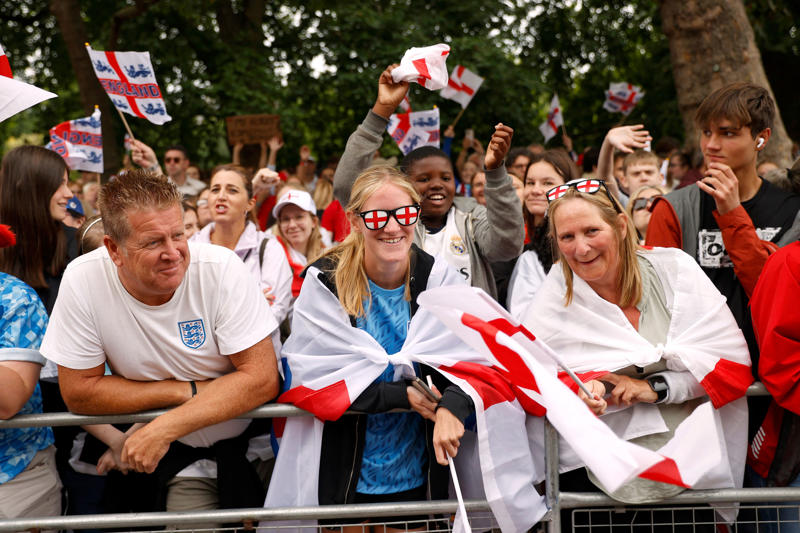 England trophy parade live, Lionesses say 65,000 people attend victory parade celebrations, Princess Beatrice and children join crowds for Lionesses’ football victory parade, England's celebrations go bigger and better, How did the Lionesses celebrate on Monday?, In pictures: Tens of thousands line The Mall, Lionesses leave the stage, In pictures: Lionesses celebrate historic win, Princess Beatrice and family pictured in the crowds, Sweet Caroline blasts along The Mall, England lifts Euros trophy, Chloe Kelly jokes 'What pressure?' as she thanks the crowds, Pictured: Lionesses reach Buckingham Palace, Sarina Wiegman surprised onstage by Burna Boy, Emotional Leah Williamson 'holding back tears' as she thanks crowds, In pictures: Lionesses greet jubilant crowds in victory parade, 'Sweet Caroline' blasts to the crowds, Victory parade reaches Buckingham Palace, 'I've never seen anything like it'; Alessia Russo celebrates along The Mall, In pictures: Fans cheer for the Lionesses, Captain Leah Williamson seen lifting trophy to cheers of the crowd, First pics of the Lionesses celebrating alongside thousands of England fans, The Lionesses arrive to kick off procession, Live: Watch Lionesses victory parade in central London, Supporters travel from across the UK to cheer on Lionesses, Minutes to go, Thousands of fans make their way to The Mall, Fans out in force, Live: Lionesses victory parade aerial footage as thousands celebrate England Euro 2025 victory, 'The standard of football is second to none', Fans 'very proud' of Lionesses, The truth behind Chloe Kelly’s unwavering confidence, 'Hopefully this will encourage more people to support women's football', England flags flying, One hour to go, The Mall is filling up, A look back at 2022, 'I was jumping in the air on Sunday', 'This team shows what it's like to be English', 'Amazing to see the progress from the last Euros', How can I watch the Lionesses victory parade?, A look back at 2022, Today's parade route, Weather no match for England fans, Preparations underway, Excitement building in London, Lionesses use 'their voice for change', London ready for England parade after Euro 2025 glory, Why Sarina Wiegman is the best manager in the world, The sweary gift Sarina Wiegman used to inspire Lionesses before Euro 2025 final, Keir Starmer calls to congratulate Lionesses, Wiegman hopes win will 'push women's game even more', Lionesses attend Downing Street reception to celebrate success, What has the goverment said about the parade?, What has the FA said about the trophy parade?, How to watch the ceremony on TV or online, Attending the homecoming parade, England trophy parade: Route, map and schedule for Euro 2025 victory celebrations, England trophy parade: Route, map and schedule for Euro 2025 victory celebrations