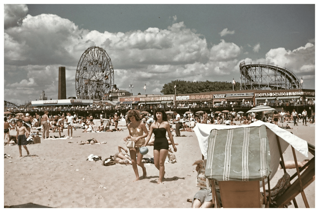 #22: Santa Cruz or Coney Island Boardwalks #1: Road Trips on Route 66, #3: Visiting Disneyland (Opened in 1955), #4: Beach Vacations in the Catskills or Jersey Shore, #6: Driving to Mount Rushmore, #7: Cross-Country Train Trips, #9: Touring Washington D.C., #10: Niagara Falls Vacations, #12: Vacationing in the Ozarks, #13: California Coast Road Trips, #15: Smoky Mountains Retreats, #16: Mackinac Island Getaways, #18: Motel Hopping on the Open Road, #19: Visiting the World’s Fair (New York 1964–65), #21: Cape Cod Summers, #22: Santa Cruz or Coney Island Boardwalks, #24: Southern California Theme Parks, #25: Visiting Relatives in the South or Midwest, #27: Rocky Mountain National Park, #28: Amish Country in Pennsylvania, #30: Aloha Adventures to Hawaii (Post-1959)
