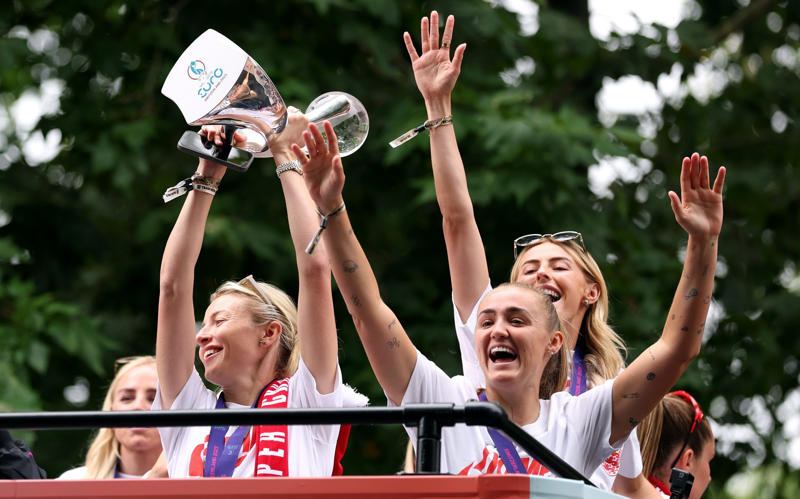 01:58 PM BST, The moment the fans waited to see, 01:22 PM BST, ‘The women actually bring it home’, 01:20 PM BST, As with football matches, 01:18 PM BST, 01:15 PM BST, They’re still on stage, 01:03 PM BST, The players want more chooons, 12:58 PM BST, Now it’s time for THAT song, 12:54 PM BST, Before Heather Small sings..., 12:48 PM BST, Chloe Kelly speaks - ‘This is so f-----g special’, 12:43 PM BST, Sarina Wiegman is dancing, 12:39 PM BST, 12:33 PM BST, The bus that says it all, 12:30 PM BST, The parade is over now it’s time for the speeches, 12:26 PM BST, Scenes of joy, 12:19 PM BST, Alessia Russo speaks to the BBC - ‘I am on cloud nine’, 12:17 PM BST, The brass band and drummers, 12:11 PM BST, Here they are!, 12:09 PM BST, The bus is about to get going, 11:46 AM BST, Atmosphere building up, 11:43 AM BST, Lionesses are ready, 11:38 AM BST, Fans packing The Mall, 11:27 AM BST, Siblings fly in from Austria for the parade, 11:10 AM BST, ‘Premier League is too expensive – women’s football is taking off’, 11:02 AM BST, Will we be seeing more of this today?, 10:56 AM BST, A reminder of who they FaceTimed last night, 10:49 AM BST, ‘These women are absolute legends’, 10:40 AM BST, One player will not be able join in the celebrations, 10:19 AM BST, Excitement in the air, 10:12 AM BST, 50,000 fans expected, 10:03 AM BST, Fans getting their spots on the Mall, 09:37 AM BST, How much will it cost?, 09:31 AM BST, Can I watch it on TV?, 09:29 AM BST, What is the route?, 09:24 AM BST, What time does it start?, 09:22 AM BST, Fans to pay tribute to victorious Lionesses