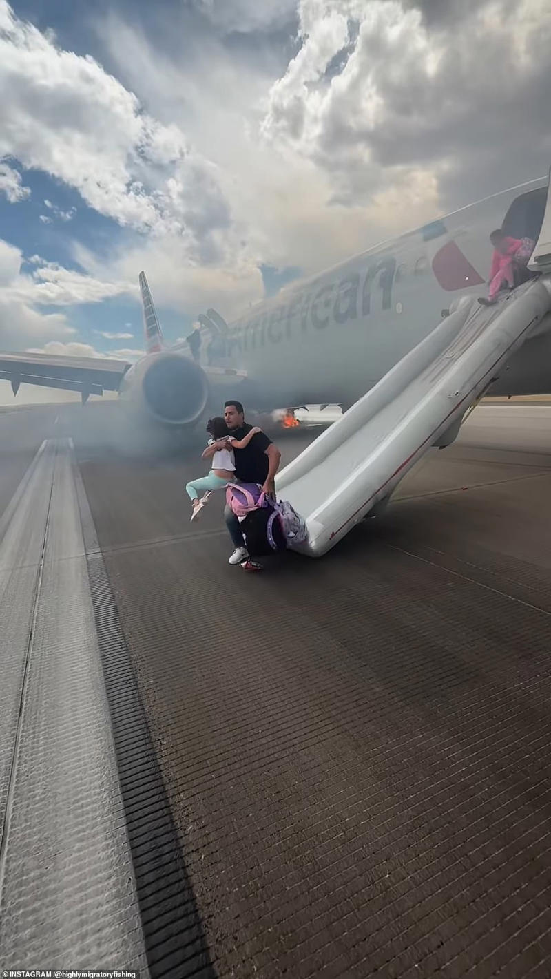 Passengers flee jet after it bursts into flames
