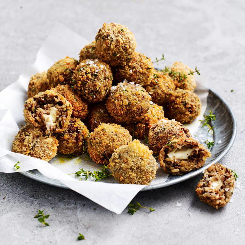 Smarter finger food ideas, How much finger food to serve, Be prepared for impromptu entertaining, Pre-dinner nibbles, What is a fancy finger food called?, Finger food ideas for your next party, Easy spanakopita pies , Chicken lettuce cups with green tahini dressing , Air fryer sausage rolls , Little chicken and leek pies , Air fryer popcorn-coated chicken with honey BBQ sauce , Espresso martini cocktail , Watermelon mocktail with strawberry & mint , Tomato & goat’s cheese pissaladière , Baked brie fondue on the barbecue , Air fryer zucchini balls with lemon yoghurt , How to make a classic mojito , Fried harissa-stuffed green olives , Salt and pepper squid , Bruschetta , Five-ingredient tomato fritters , Beef, haloumi and spinach borek , Roasted garlicky pumpkin and sage pies , Rosé sangria , Air fryer pickle chips with ranch dipping sauce , Spiced paneer and eggplant pakora , Crispy fried pork dumplings , Air fryer chicken nuggets , Arancini with tomato and balsamic sauce , Chocolate and smoked almond ice-cream sandwiches , Strawberry and elderflower mocktail , Spelt blini with hot smoked salmon and crème fraîche , Bread crisps with confit tomatoes , Baked brie with pine nut dukkah , Caramelised leek and brie tartlets , Bacon and cheese arancini , Mulled “wine” mocktail , Passionfruit and pineapple spritzer , Chicken and mango rice paper rolls , Poached eggs and smoked salmon on blini , Feta and spinach stuffed potato balls , Marinated baby bocconcini with prosciutto