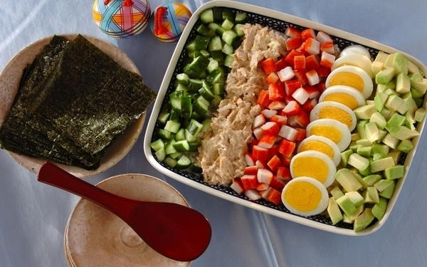 子どもにも人気！ 華やかちらし寿司, スコップちらし寿司, ケーキちらし寿司, 彩り3色ちらし寿司
