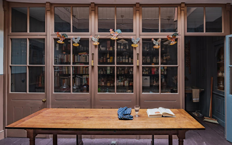 The serving hatch, The cook’s table, The housekeeper’s window (or glazed partition), The hotplate, The pantry, The glazed cabinet, The portière or door curtain, The baize door