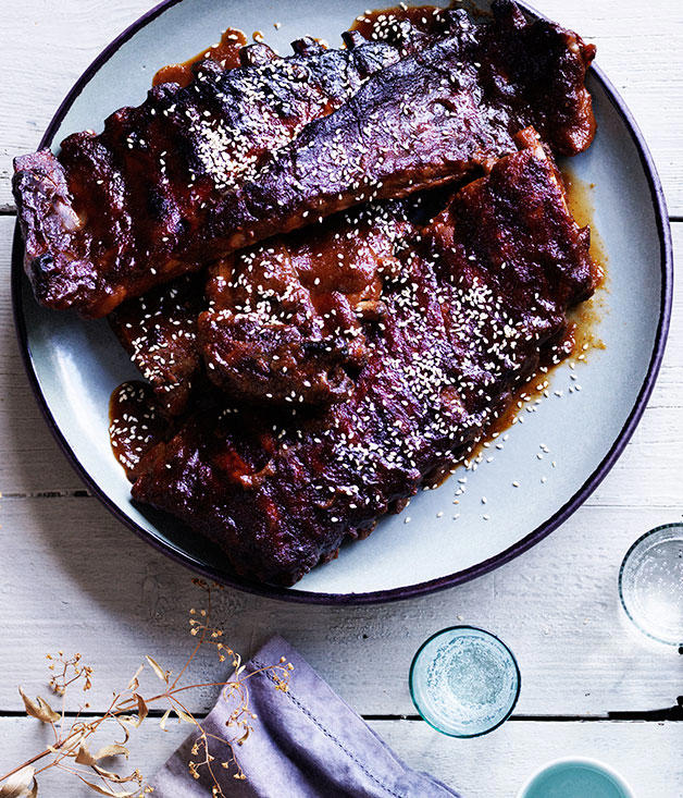 Our best rib recipes of all time, Beef short ribs in miso and beer , Sticky pork ribs with mango and jalapeño salsa , Saba Alemayoh’s derek tibs (Ethiopian beef short ribs with capsicum) , Paul Farag’s chermoula lamb ribs fatteh , Birria tacos with beef short ribs and charred pineapple salsa , Barbecued lamb ribs with yuzu-sesame yakiniku sauce , Porteño’s beer and miso lamb ribs , Glazed pork ribs with hoisin and star anise , Alpha’s slow-roasted lamb spare ribs with thyme honey and ouzo glaze , Gingerboy’s salt-and-pepper chicken spare ribs with tamarind hot sauce , Sticky barbecue beef ribs with coleslaw and soft onion rolls , Pastrami-spiced pork ribs with potato salad and pickles , Barbecued lamb ribs with smoked eggplant and yoghurt sauce , Braised short ribs with gratin , Char-grilled lamb ribs with coriander and pepper