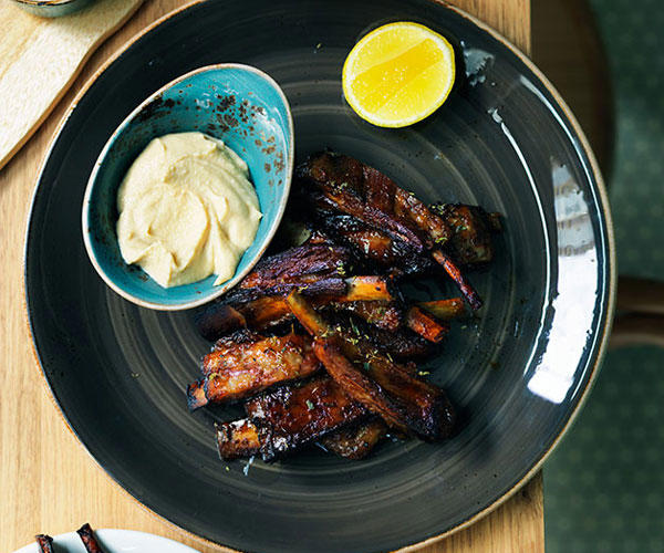 Our best rib recipes of all time, Beef short ribs in miso and beer , Sticky pork ribs with mango and jalapeño salsa , Saba Alemayoh’s derek tibs (Ethiopian beef short ribs with capsicum) , Paul Farag’s chermoula lamb ribs fatteh , Birria tacos with beef short ribs and charred pineapple salsa , Barbecued lamb ribs with yuzu-sesame yakiniku sauce , Porteño’s beer and miso lamb ribs , Glazed pork ribs with hoisin and star anise , Alpha’s slow-roasted lamb spare ribs with thyme honey and ouzo glaze , Gingerboy’s salt-and-pepper chicken spare ribs with tamarind hot sauce , Sticky barbecue beef ribs with coleslaw and soft onion rolls , Pastrami-spiced pork ribs with potato salad and pickles , Barbecued lamb ribs with smoked eggplant and yoghurt sauce , Braised short ribs with gratin , Char-grilled lamb ribs with coriander and pepper