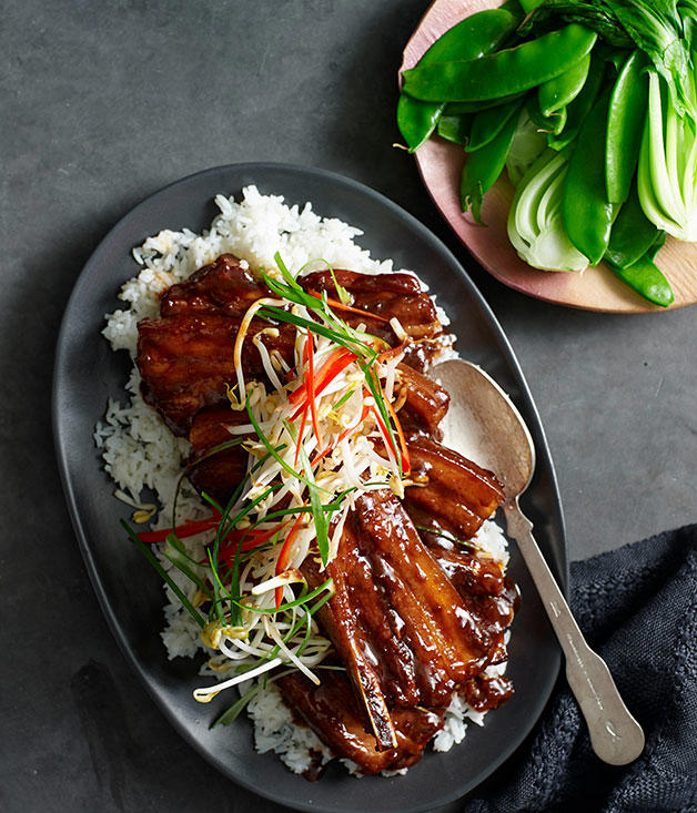 Our best rib recipes of all time, Beef short ribs in miso and beer , Sticky pork ribs with mango and jalapeño salsa , Saba Alemayoh’s derek tibs (Ethiopian beef short ribs with capsicum) , Paul Farag’s chermoula lamb ribs fatteh , Birria tacos with beef short ribs and charred pineapple salsa , Barbecued lamb ribs with yuzu-sesame yakiniku sauce , Porteño’s beer and miso lamb ribs , Glazed pork ribs with hoisin and star anise , Alpha’s slow-roasted lamb spare ribs with thyme honey and ouzo glaze , Gingerboy’s salt-and-pepper chicken spare ribs with tamarind hot sauce , Sticky barbecue beef ribs with coleslaw and soft onion rolls , Pastrami-spiced pork ribs with potato salad and pickles , Barbecued lamb ribs with smoked eggplant and yoghurt sauce , Braised short ribs with gratin , Char-grilled lamb ribs with coriander and pepper