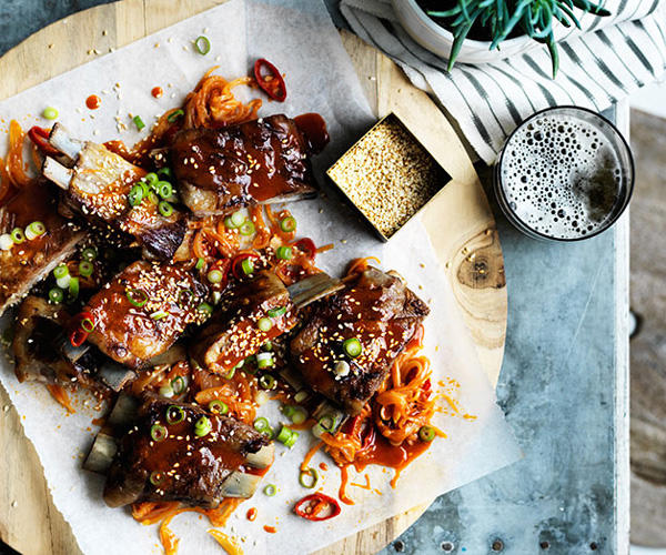 Our best rib recipes of all time, Beef short ribs in miso and beer , Sticky pork ribs with mango and jalapeño salsa , Saba Alemayoh’s derek tibs (Ethiopian beef short ribs with capsicum) , Paul Farag’s chermoula lamb ribs fatteh , Birria tacos with beef short ribs and charred pineapple salsa , Barbecued lamb ribs with yuzu-sesame yakiniku sauce , Porteño’s beer and miso lamb ribs , Glazed pork ribs with hoisin and star anise , Alpha’s slow-roasted lamb spare ribs with thyme honey and ouzo glaze , Gingerboy’s salt-and-pepper chicken spare ribs with tamarind hot sauce , Sticky barbecue beef ribs with coleslaw and soft onion rolls , Pastrami-spiced pork ribs with potato salad and pickles , Barbecued lamb ribs with smoked eggplant and yoghurt sauce , Braised short ribs with gratin , Char-grilled lamb ribs with coriander and pepper