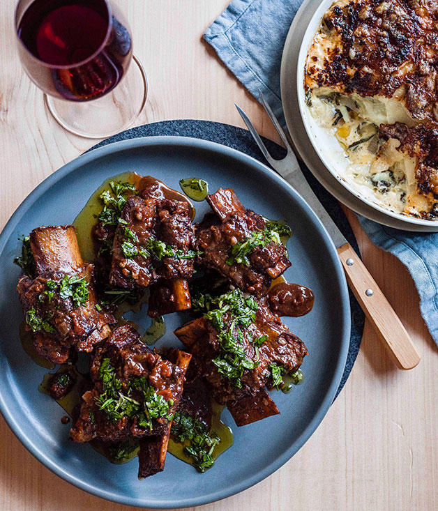 Our best rib recipes of all time, Beef short ribs in miso and beer , Sticky pork ribs with mango and jalapeño salsa , Saba Alemayoh’s derek tibs (Ethiopian beef short ribs with capsicum) , Paul Farag’s chermoula lamb ribs fatteh , Birria tacos with beef short ribs and charred pineapple salsa , Barbecued lamb ribs with yuzu-sesame yakiniku sauce , Porteño’s beer and miso lamb ribs , Glazed pork ribs with hoisin and star anise , Alpha’s slow-roasted lamb spare ribs with thyme honey and ouzo glaze , Gingerboy’s salt-and-pepper chicken spare ribs with tamarind hot sauce , Sticky barbecue beef ribs with coleslaw and soft onion rolls , Pastrami-spiced pork ribs with potato salad and pickles , Barbecued lamb ribs with smoked eggplant and yoghurt sauce , Braised short ribs with gratin , Char-grilled lamb ribs with coriander and pepper