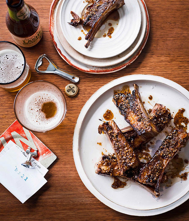 Our best rib recipes of all time, Beef short ribs in miso and beer , Sticky pork ribs with mango and jalapeño salsa , Saba Alemayoh’s derek tibs (Ethiopian beef short ribs with capsicum) , Paul Farag’s chermoula lamb ribs fatteh , Birria tacos with beef short ribs and charred pineapple salsa , Barbecued lamb ribs with yuzu-sesame yakiniku sauce , Porteño’s beer and miso lamb ribs , Glazed pork ribs with hoisin and star anise , Alpha’s slow-roasted lamb spare ribs with thyme honey and ouzo glaze , Gingerboy’s salt-and-pepper chicken spare ribs with tamarind hot sauce , Sticky barbecue beef ribs with coleslaw and soft onion rolls , Pastrami-spiced pork ribs with potato salad and pickles , Barbecued lamb ribs with smoked eggplant and yoghurt sauce , Braised short ribs with gratin , Char-grilled lamb ribs with coriander and pepper