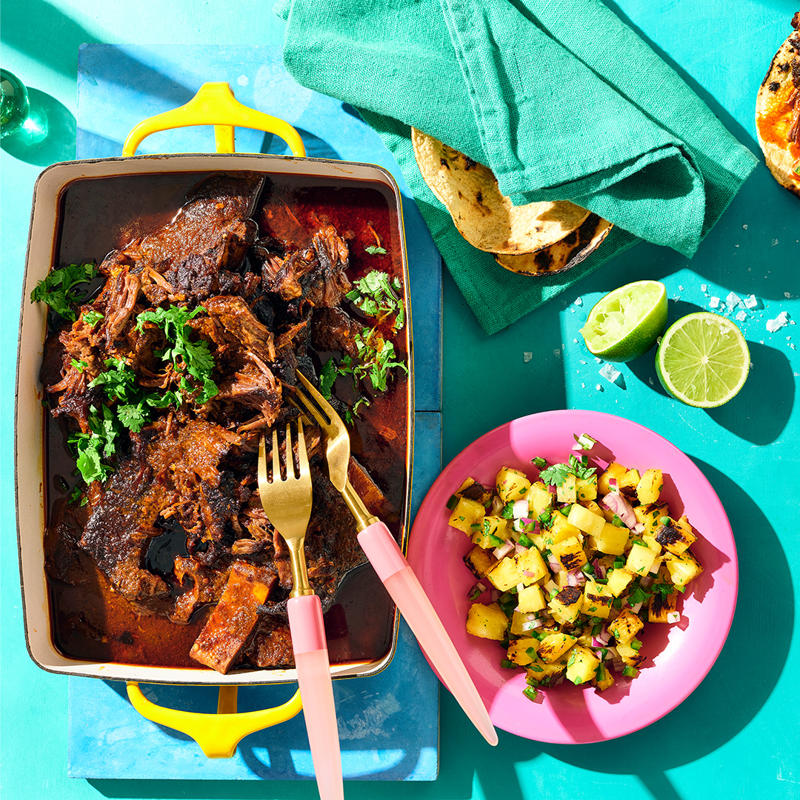 Our best rib recipes of all time, Beef short ribs in miso and beer , Sticky pork ribs with mango and jalapeño salsa , Saba Alemayoh’s derek tibs (Ethiopian beef short ribs with capsicum) , Paul Farag’s chermoula lamb ribs fatteh , Birria tacos with beef short ribs and charred pineapple salsa , Barbecued lamb ribs with yuzu-sesame yakiniku sauce , Porteño’s beer and miso lamb ribs , Glazed pork ribs with hoisin and star anise , Alpha’s slow-roasted lamb spare ribs with thyme honey and ouzo glaze , Gingerboy’s salt-and-pepper chicken spare ribs with tamarind hot sauce , Sticky barbecue beef ribs with coleslaw and soft onion rolls , Pastrami-spiced pork ribs with potato salad and pickles , Barbecued lamb ribs with smoked eggplant and yoghurt sauce , Braised short ribs with gratin , Char-grilled lamb ribs with coriander and pepper
