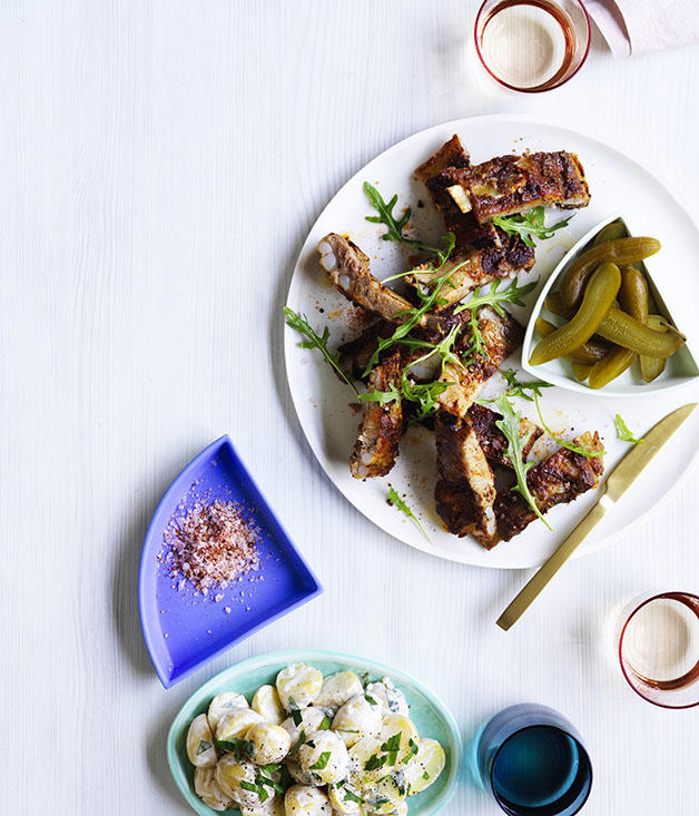 Our best rib recipes of all time, Beef short ribs in miso and beer , Sticky pork ribs with mango and jalapeño salsa , Saba Alemayoh’s derek tibs (Ethiopian beef short ribs with capsicum) , Paul Farag’s chermoula lamb ribs fatteh , Birria tacos with beef short ribs and charred pineapple salsa , Barbecued lamb ribs with yuzu-sesame yakiniku sauce , Porteño’s beer and miso lamb ribs , Glazed pork ribs with hoisin and star anise , Alpha’s slow-roasted lamb spare ribs with thyme honey and ouzo glaze , Gingerboy’s salt-and-pepper chicken spare ribs with tamarind hot sauce , Sticky barbecue beef ribs with coleslaw and soft onion rolls , Pastrami-spiced pork ribs with potato salad and pickles , Barbecued lamb ribs with smoked eggplant and yoghurt sauce , Braised short ribs with gratin , Char-grilled lamb ribs with coriander and pepper