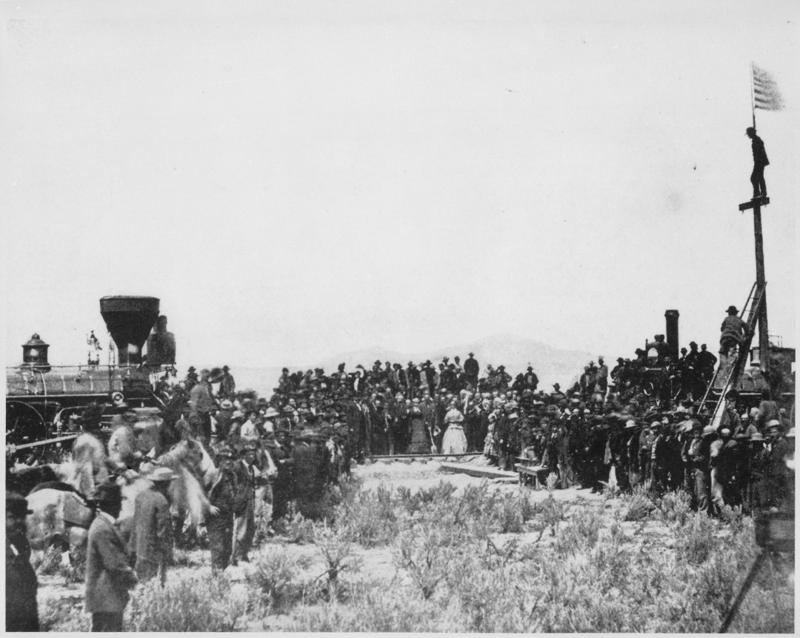 8. Heading to the tracks to witness the completion of the railroad, 1870 1. The day the Transcontinental Railroad was officially completed in Colorado, August 15, 1870, 2. A Native American looking down on the newly completed section of the Transcontinental Railroad, 3. Celebrating the completion of the Transcontinental Railroad in Promontory Point, Utah, 1869, 4. Hopping on the handcar to get to work on the Transcontinental Railroad, 1860s, 5. All hands on deck, 1864, 6. Laborers laid an average of ten miles of track per day, 7. The Dale Creek Crossing, a wooden railroad, under construction during the building of the Transcontinental Railroad, 1868, 8. Heading to the tracks to witness the completion of the railroad, 1870, 9. The Jupiter train, which was one of the first locomotives on the Transcontinental Railroad, 1860s, 10. Workers had to cut through 1,000 miles of trees through the narrows of Weber Canyon, 1869, 11. Checking to see if there would be any rock slides onto the railroad, 12. The Central Pacific First Transcontinental Railroad, built from Sacramento, California, to Summit, Utah in 1865, 13. A railroad camp near Victory, 1869, 14. Would you trust this bridge on the Central Pacific side of the Transcontinental Railroad?, 15. Imagine all of the work that went into digging through that mountain