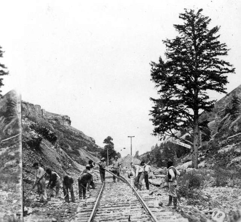 10. Workers had to cut through 1,000 miles of trees through the narrows of Weber Canyon, 1869 1. The day the Transcontinental Railroad was officially completed in Colorado, August 15, 1870, 2. A Native American looking down on the newly completed section of the Transcontinental Railroad, 3. Celebrating the completion of the Transcontinental Railroad in Promontory Point, Utah, 1869, 4. Hopping on the handcar to get to work on the Transcontinental Railroad, 1860s, 5. All hands on deck, 1864, 6. Laborers laid an average of ten miles of track per day, 7. The Dale Creek Crossing, a wooden railroad, under construction during the building of the Transcontinental Railroad, 1868, 8. Heading to the tracks to witness the completion of the railroad, 1870, 9. The Jupiter train, which was one of the first locomotives on the Transcontinental Railroad, 1860s, 10. Workers had to cut through 1,000 miles of trees through the narrows of Weber Canyon, 1869, 11. Checking to see if there would be any rock slides onto the railroad, 12. The Central Pacific First Transcontinental Railroad, built from Sacramento, California, to Summit, Utah in 1865, 13. A railroad camp near Victory, 1869, 14. Would you trust this bridge on the Central Pacific side of the Transcontinental Railroad?, 15. Imagine all of the work that went into digging through that mountain