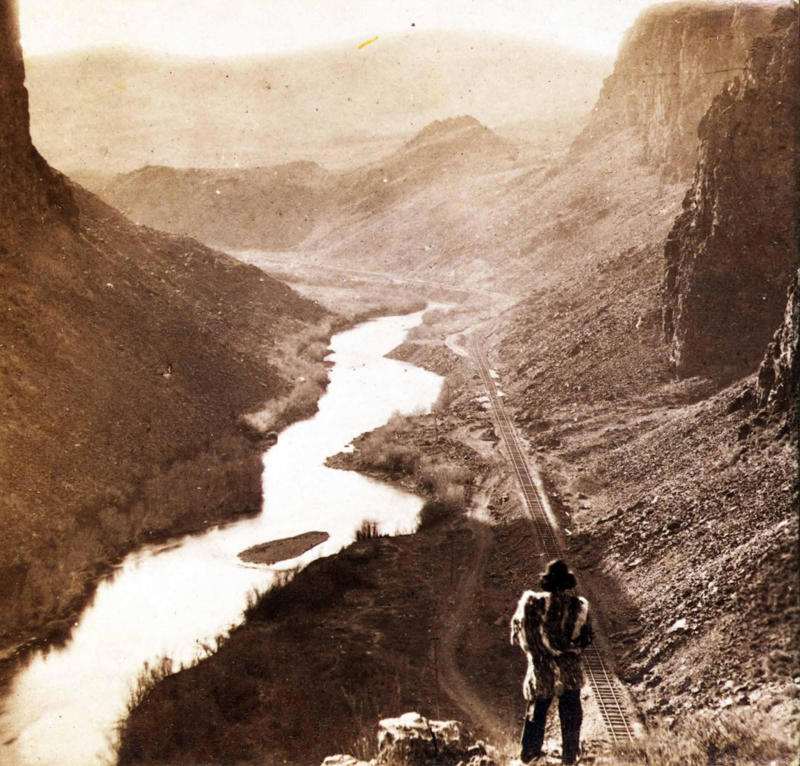 2. A Native American looking down on the newly completed section of the Transcontinental Railroad 1. The day the Transcontinental Railroad was officially completed in Colorado, August 15, 1870, 2. A Native American looking down on the newly completed section of the Transcontinental Railroad, 3. Celebrating the completion of the Transcontinental Railroad in Promontory Point, Utah, 1869, 4. Hopping on the handcar to get to work on the Transcontinental Railroad, 1860s, 5. All hands on deck, 1864, 6. Laborers laid an average of ten miles of track per day, 7. The Dale Creek Crossing, a wooden railroad, under construction during the building of the Transcontinental Railroad, 1868, 8. Heading to the tracks to witness the completion of the railroad, 1870, 9. The Jupiter train, which was one of the first locomotives on the Transcontinental Railroad, 1860s, 10. Workers had to cut through 1,000 miles of trees through the narrows of Weber Canyon, 1869, 11. Checking to see if there would be any rock slides onto the railroad, 12. The Central Pacific First Transcontinental Railroad, built from Sacramento, California, to Summit, Utah in 1865, 13. A railroad camp near Victory, 1869, 14. Would you trust this bridge on the Central Pacific side of the Transcontinental Railroad?, 15. Imagine all of the work that went into digging through that mountain