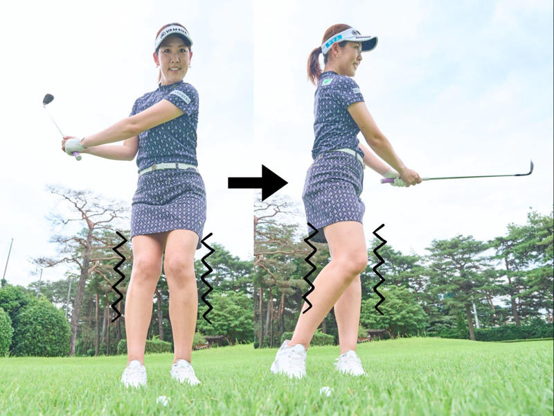 積極的に足を動かすことで手先でのミスを防ぐ, 丹田から力が抜けるとミスが多発してしまう, ヒザの向きに合わせてヘッドを上げ下げする, セットアップでミスのリスクを減らす