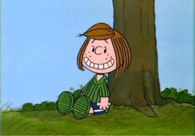 #7 Peppermint Patty #1 Charlie Brown, #2 Snoopy, #3 Linus van Pelt, #4 Woodstock, #5 Lucy van Pelt, #6 Schroeder, #7 Peppermint Patty, #8 Sally Brown, #9 Pig-Pen, #10 Marcie, #11 Franklin, #12 Violet, #13 Rerun van Pelt, #14 The Little Red-Haired Girl, #15 Frieda