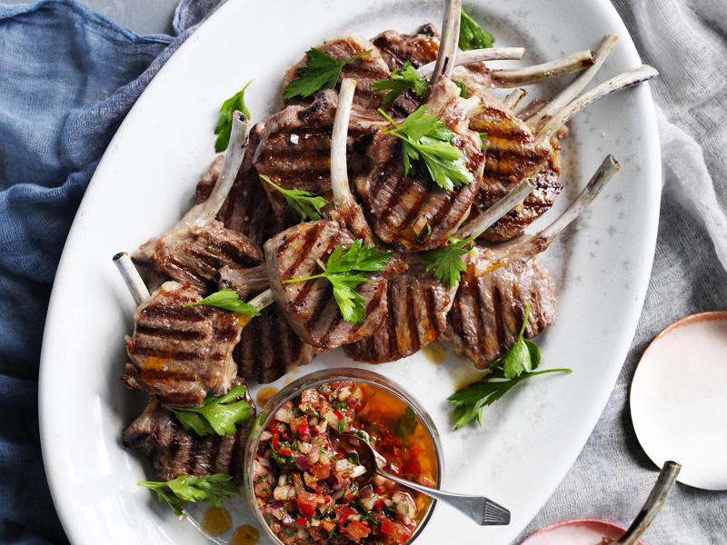 Lemon & garlic lamb kebabs with chunky Greek salad , Butterflied leg of lamb with pearl barley salad & tahini yoghurt sauce , Air fryer lamb kofta with green tahini , Air fryer lamb cutlets with carrot salad , Lamb with heirloom tomato and almond salad , Shawarma-spiced lamb chops with tzatziki , Julie Goodwin’s slow cooker lamb chops , Slow cooker lamb shoulder , Five ingredient slow-cooked lamb wraps , Pressure cooker lamb shanks curry , Slow cooker lamb ragu , Greek roast lamb with skordalia and lemony potatoes , Slow cooker massaman lamb shanks , Julie Goodwin’s lamb forequarter chops with vegetables tray bake , Julie Goodwin’s braised lamb chops in a sweet curry sauce , Osso buco with gremolata , Slow-cooker lamb with kale and pomegranate , Lamb shank osso buco , Lebanese lamb burgers , Spice-crusted lamb racks and roasted carrots , Slow cooked lamb and pumpkin soup , Spicy lamb, spinach and fetta pizzas , Lamb and potato gyros , Lamb and bean nachos with salsa fresca , Roasted eggplant with spiced lamb , Beetroot and lamb flatbreads with tahini yoghurt , Chermoulla lamb riblets , Lamb, kumara and almond curry , Chimichurri lamb cutlets , Rocket and tomato lamb burritos