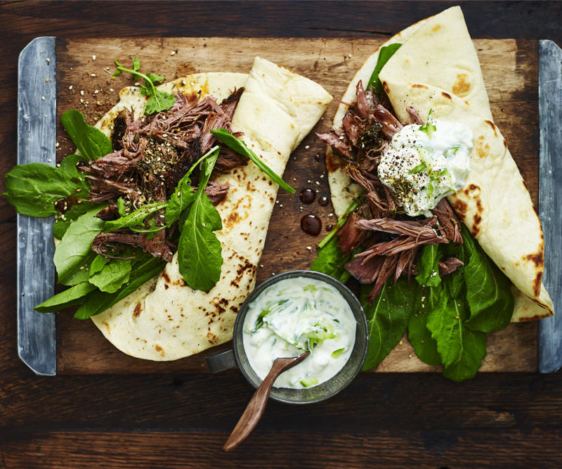 Lemon & garlic lamb kebabs with chunky Greek salad , Butterflied leg of lamb with pearl barley salad & tahini yoghurt sauce , Air fryer lamb kofta with green tahini , Air fryer lamb cutlets with carrot salad , Lamb with heirloom tomato and almond salad , Shawarma-spiced lamb chops with tzatziki , Julie Goodwin’s slow cooker lamb chops , Slow cooker lamb shoulder , Five ingredient slow-cooked lamb wraps , Pressure cooker lamb shanks curry , Slow cooker lamb ragu , Greek roast lamb with skordalia and lemony potatoes , Slow cooker massaman lamb shanks , Julie Goodwin’s lamb forequarter chops with vegetables tray bake , Julie Goodwin’s braised lamb chops in a sweet curry sauce , Osso buco with gremolata , Slow-cooker lamb with kale and pomegranate , Lamb shank osso buco , Lebanese lamb burgers , Spice-crusted lamb racks and roasted carrots , Slow cooked lamb and pumpkin soup , Spicy lamb, spinach and fetta pizzas , Lamb and potato gyros , Lamb and bean nachos with salsa fresca , Roasted eggplant with spiced lamb , Beetroot and lamb flatbreads with tahini yoghurt , Chermoulla lamb riblets , Lamb, kumara and almond curry , Chimichurri lamb cutlets , Rocket and tomato lamb burritos