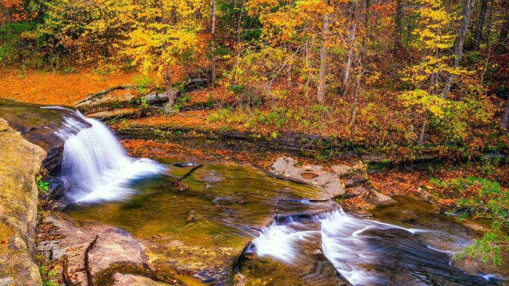 1. Bethel, New York, 2. Park City, Utah, 3. Skytop, Pennsylvania , 4. West Dover, Vermont, 5. Aspen, Colorado, 6. Schroon Lake, New York, 7. Williamstown, Massachusetts, 8. Yosemite National Park, California, 9. Spearfish, South Dakota, 10. Hocking Hills, Ohio, 11. Gorham, New Hampshire