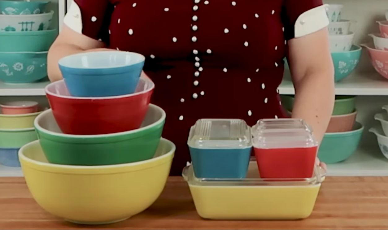 Your Grandma’s Kitchenware Could Be Worth a Fortune, Turquoise Snowflake Mixing Bowls, Gooseberry Cinderella Bowls (Pink on White), Friendship Pattern Casseroles, Primary Colors Mixing Bowls Set, Black Snowflake Space Saver Casserole, Horizon Blue Cinderella Bowls, Verde Square Flowers Casseroles, Terra Mixing Bowls, Bluebird Promotional Casserole, Balloons Chip &amp; Dip Set, Pink Scroll Space Saver, Green Dot Mixing Bowls, Town and Country Pattern Mixing Bowls, Autumn Harvest Cinderella Bowls (Orange on White), Shenandoah Pattern Casseroles, Golden Pine Promotional Casserole